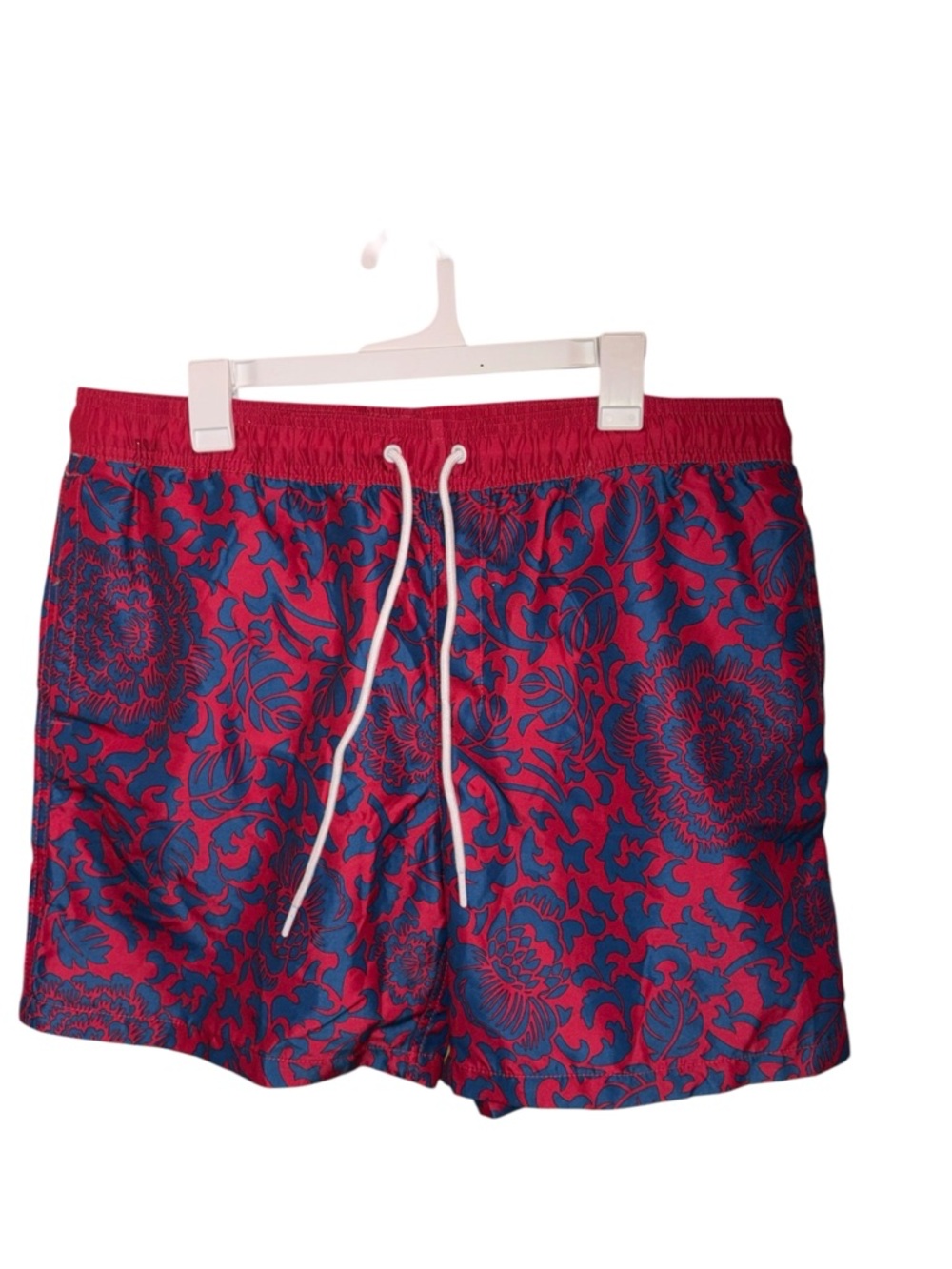Amazon Essentials Men's Red & Blue Floral Swim Trunks
